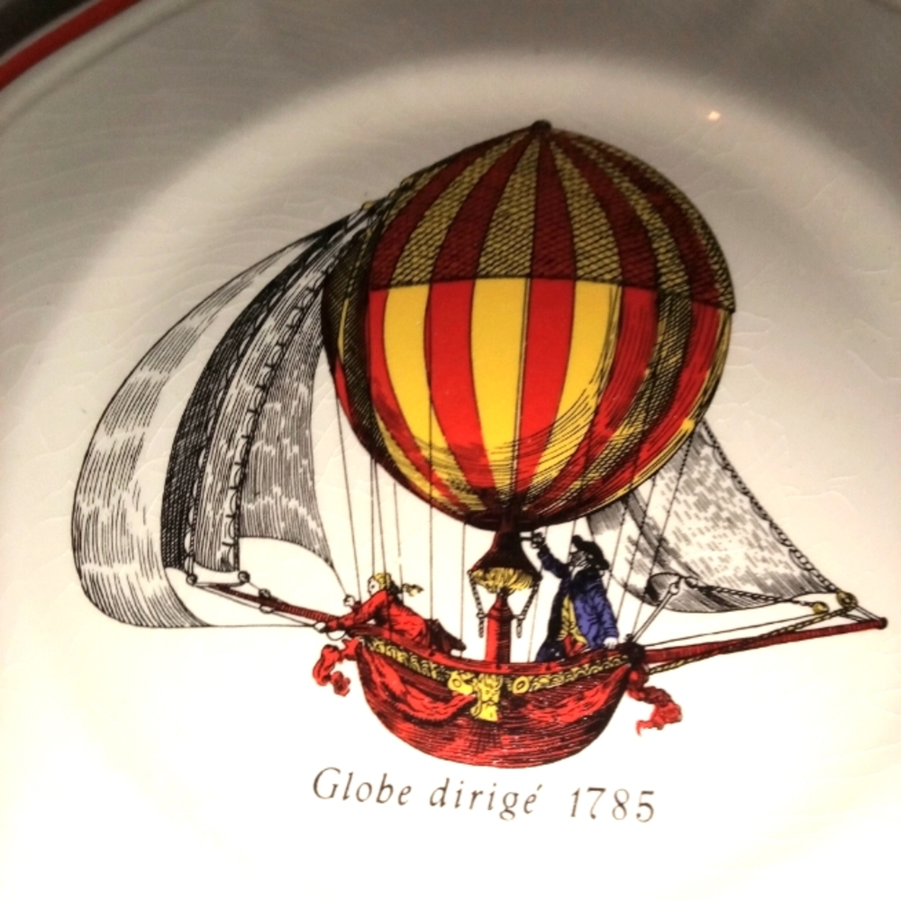 Longchamp French Hot Air Balloon Dessert Plates Set Of 4 with Red Rim - Picture 9 of 14